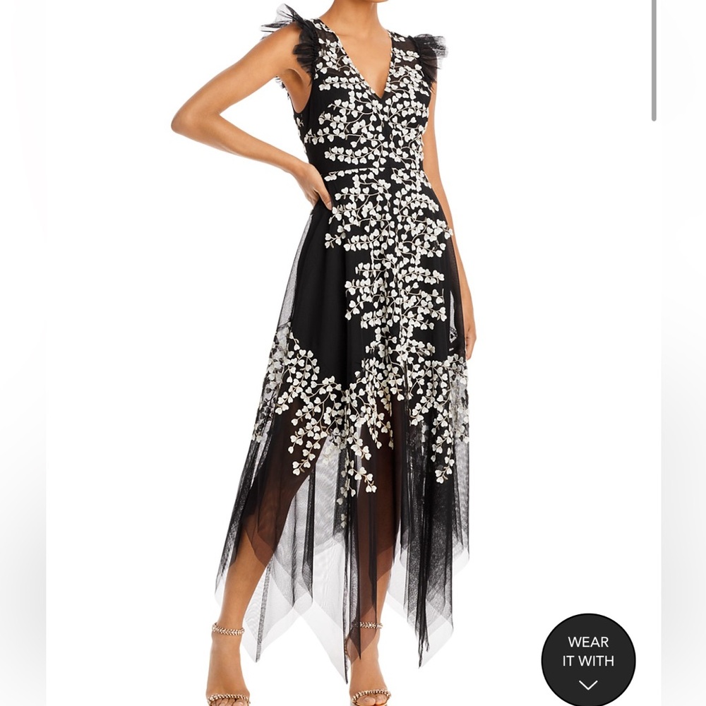 NWOT BCBGmaxazria Embroidered Tulle Gown